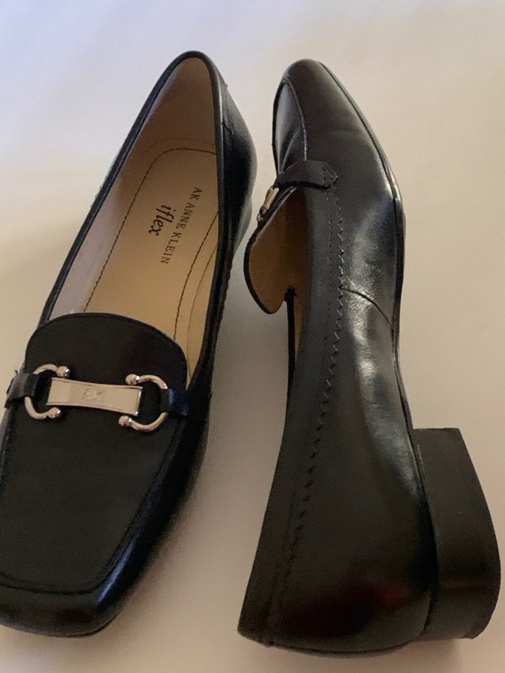 Anne Klein AK iflex GOLDENEYE Black Leather Loafers Womens Size 7,5M